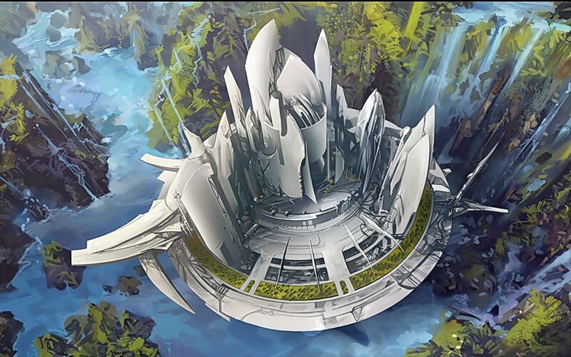 Futuristic Structure in Forest — White
