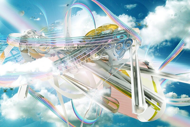 futuristic structure in the sky