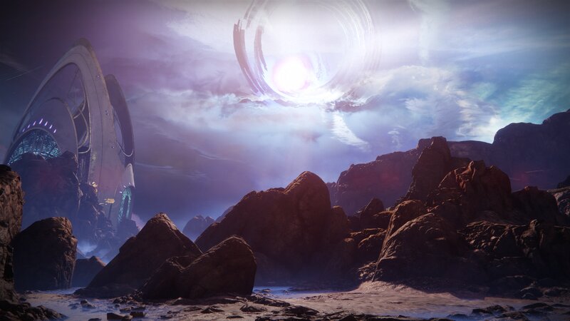 Futuristic Structure on Alien Planet — Purple
