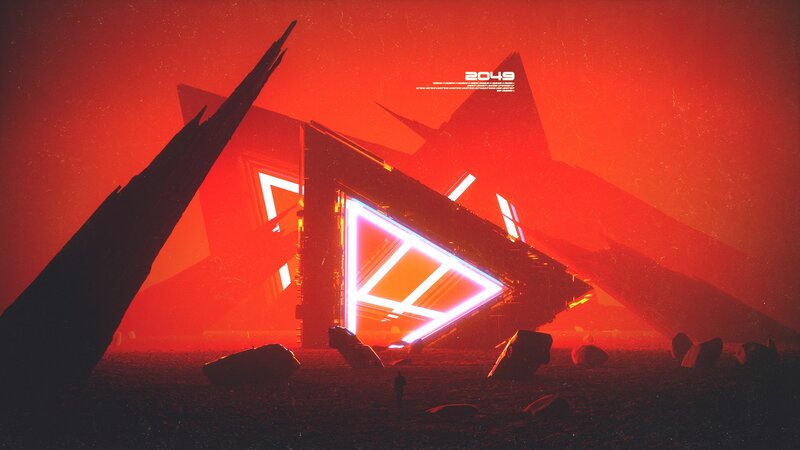 Futuristic Structure on Alien Planet — Red