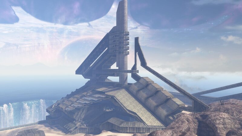 futuristic structure on alien planet