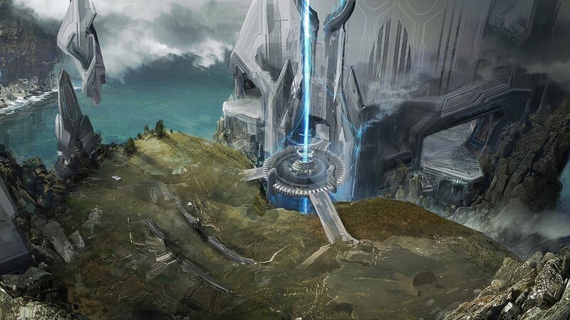 Futuristic Structure on Cliff — Gray