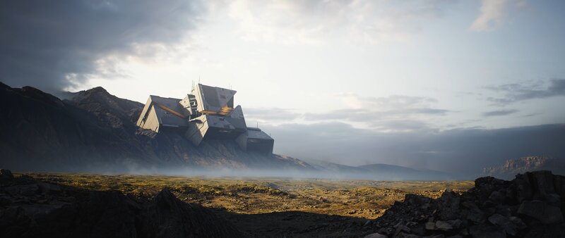 Futuristic Structure on Mountain