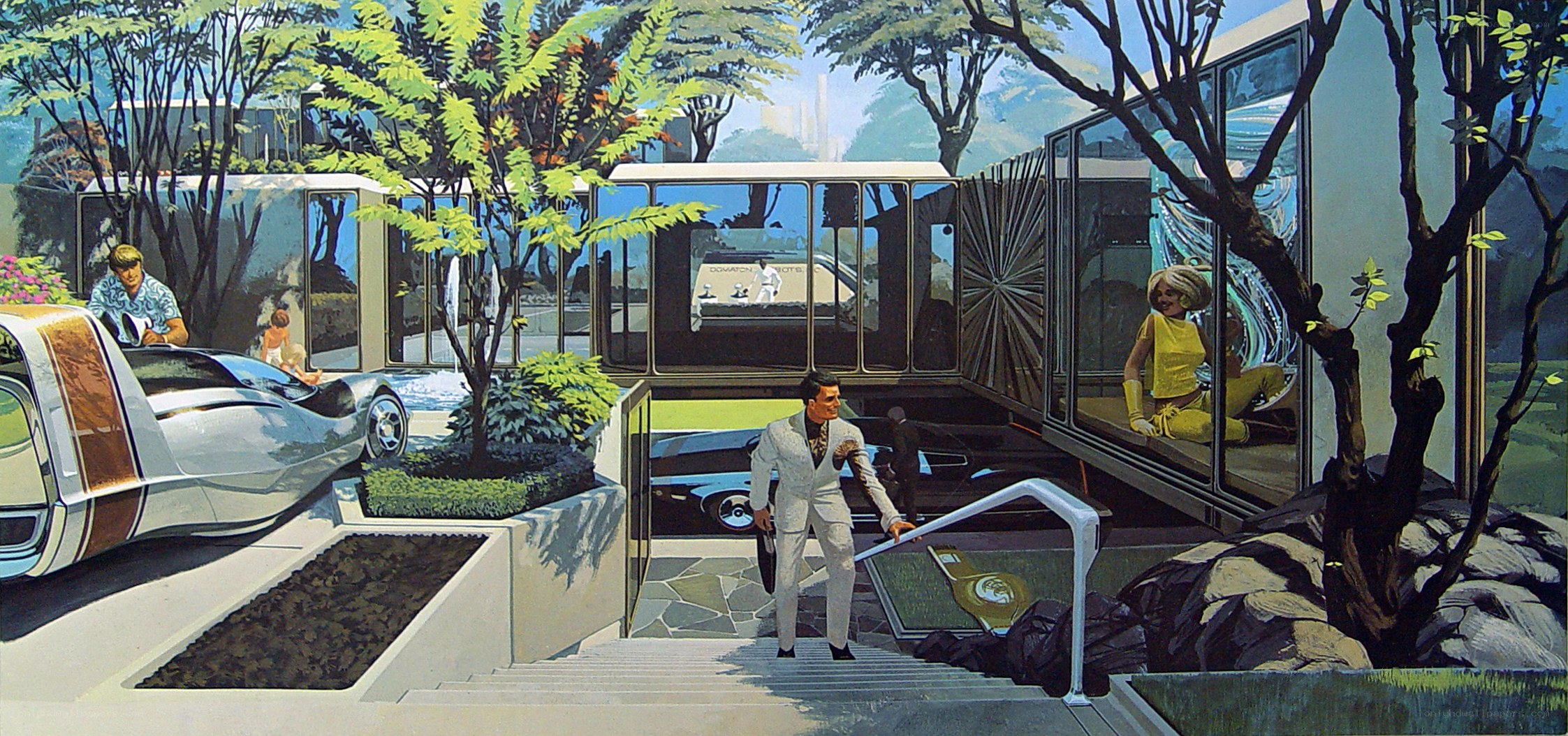 Futuristic suburban scene