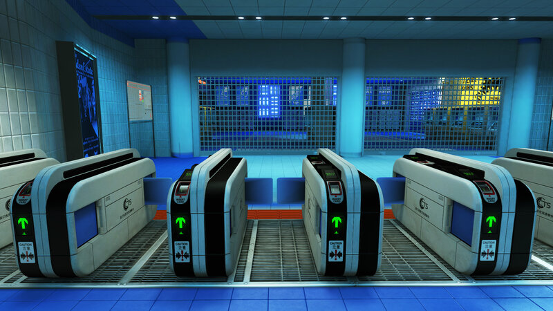 futuristic subway station
