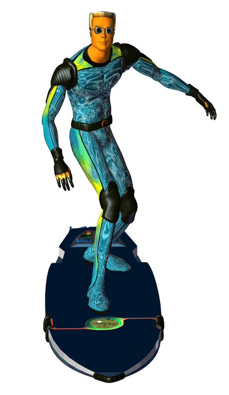 futuristic superhero character