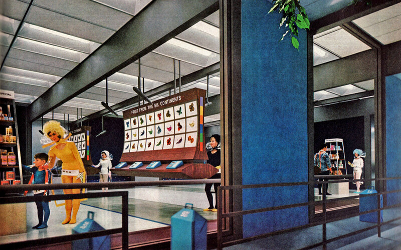 Futuristic supermarket interior