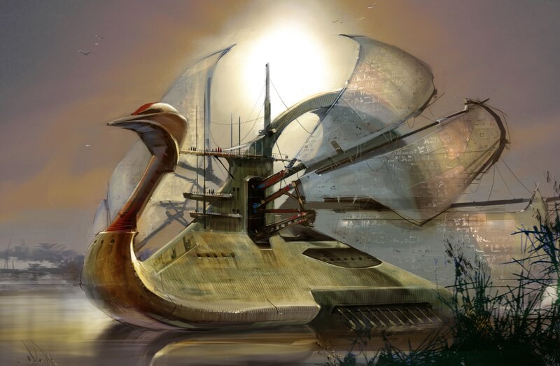 futuristic swan ship