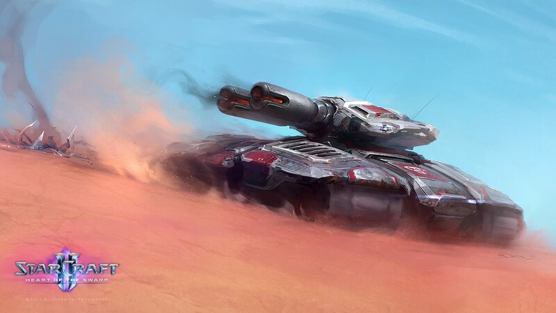 Futuristic Tank in Desert — Orange