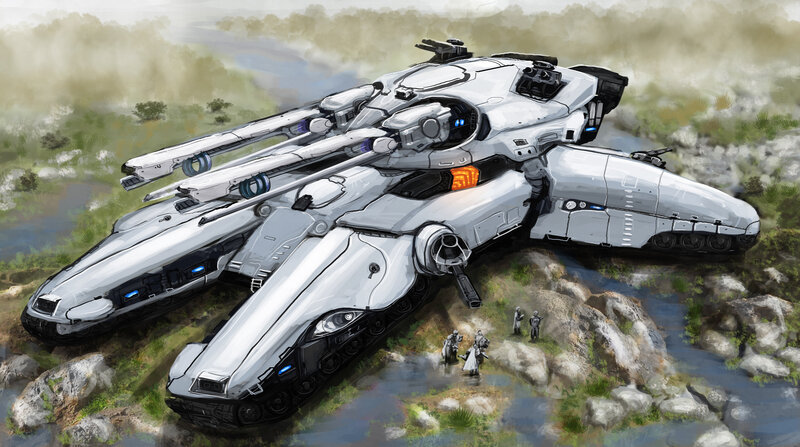 Futuristic Tank on Terrain