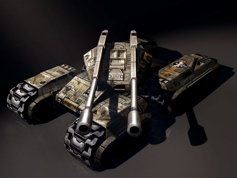futuristic tank with dual cannons