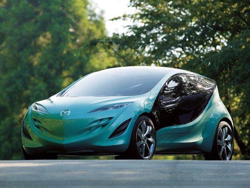 Futuristic teal concept car