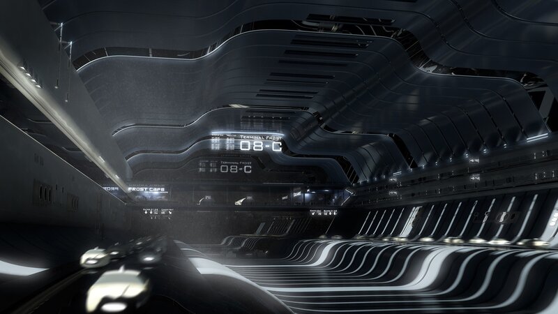 futuristic terminal interior
