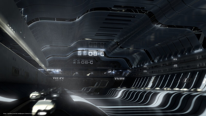 futuristic terminal interior