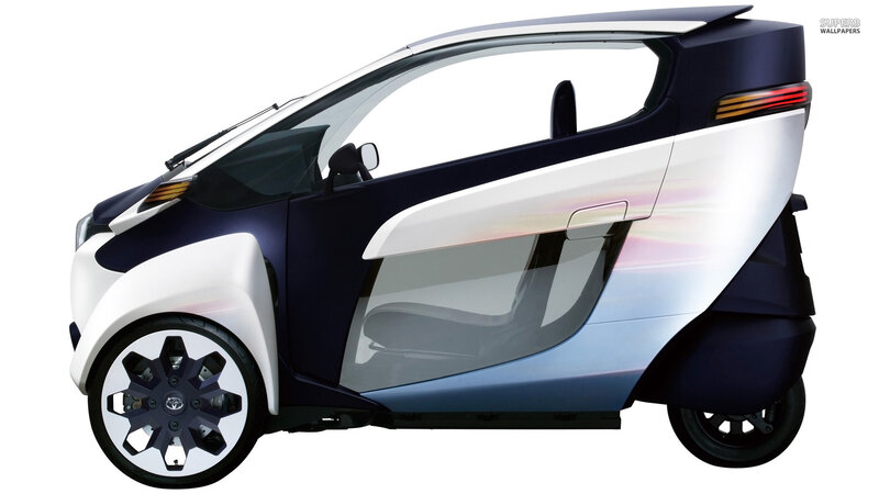 Futuristic Three-wheeled Car — White, Modern