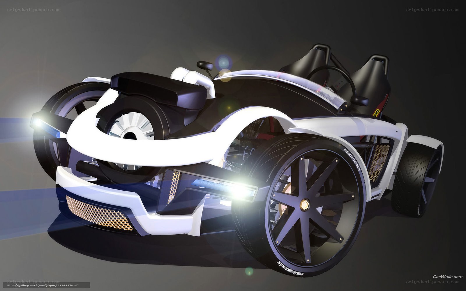 futuristic three-wheeled concept car