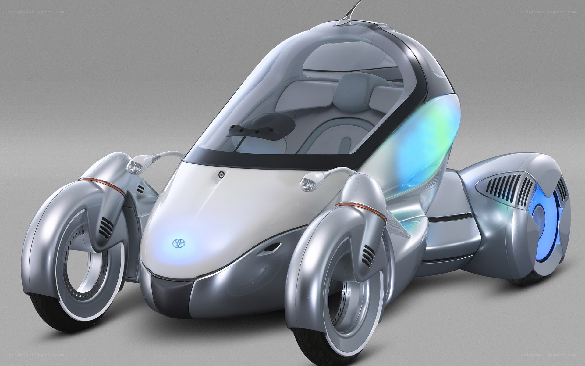 futuristic three-wheeled concept car