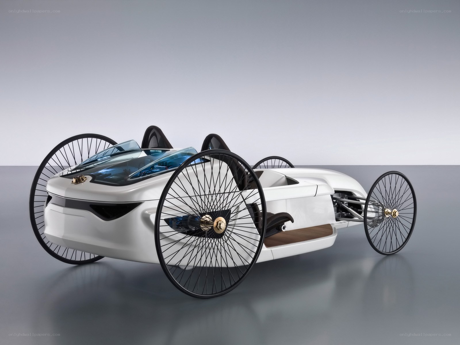 futuristic three-wheeled concept car
