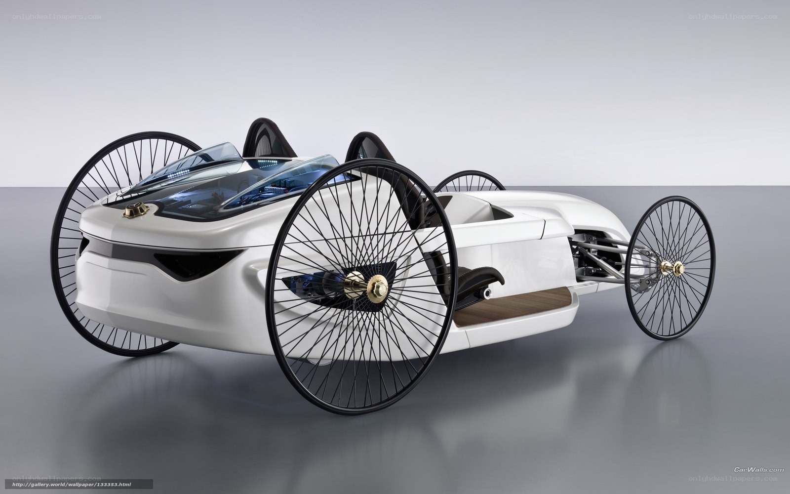 futuristic three-wheeled concept car