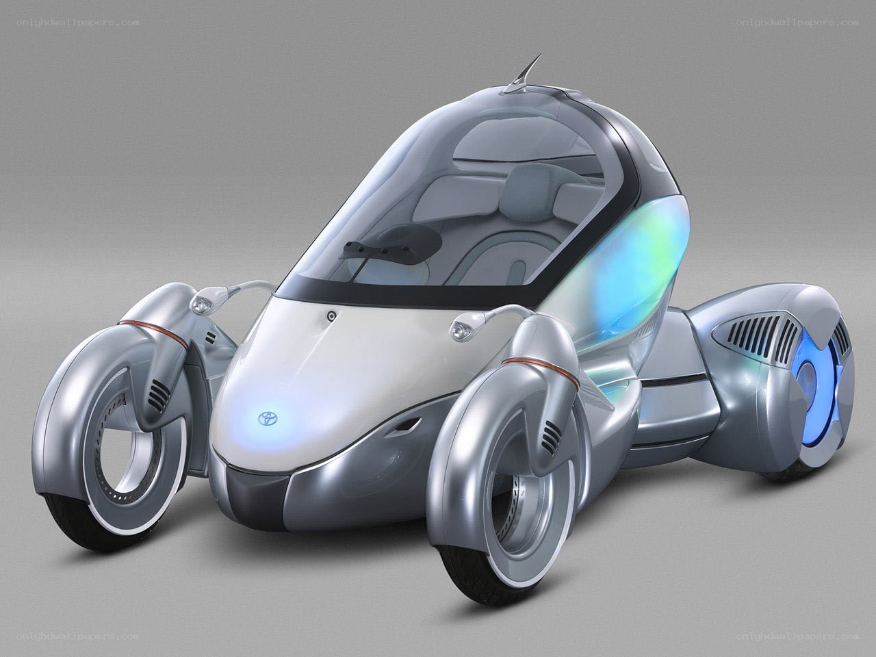 futuristic three-wheeled concept vehicle