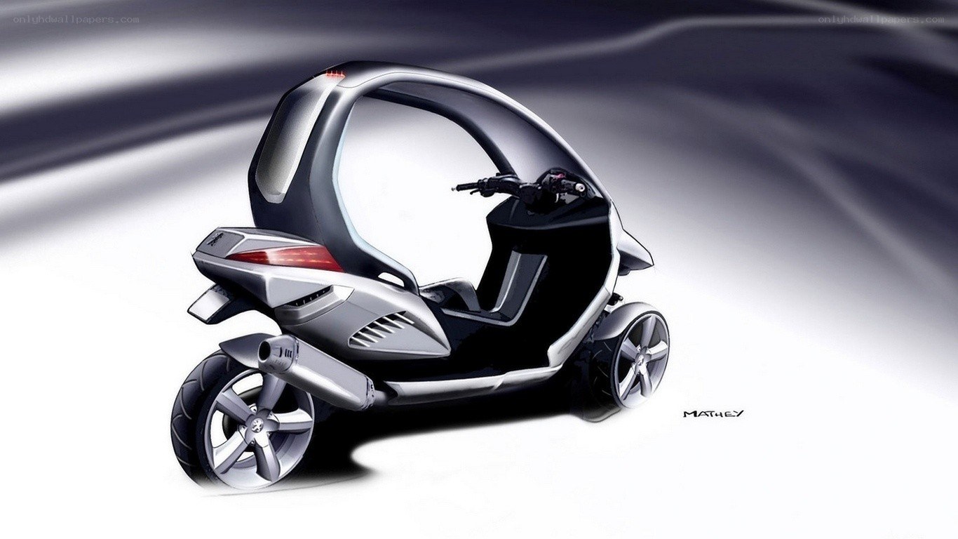 futuristic three-wheeled scooter concept