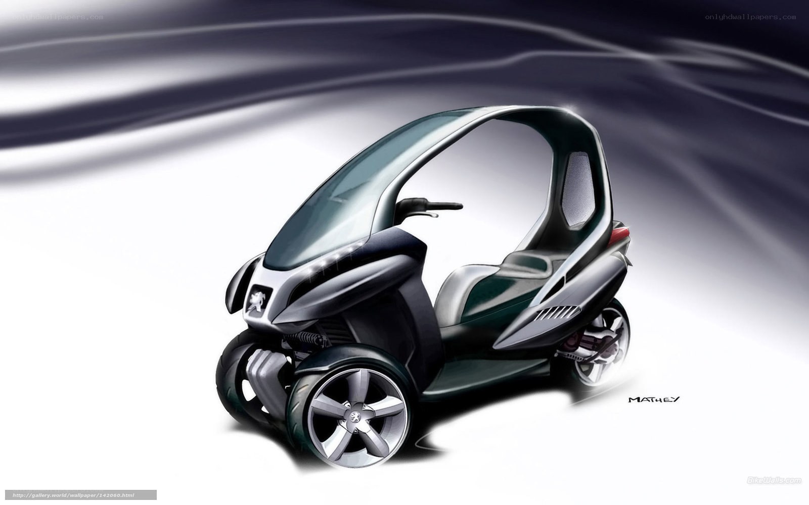 futuristic three-wheeled scooter concept