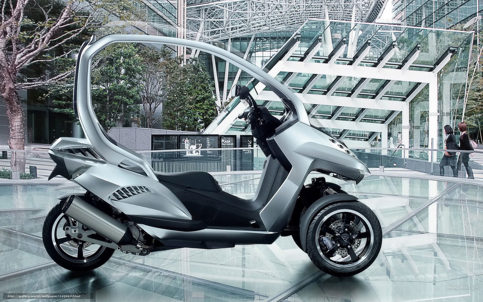 futuristic three-wheeled scooter