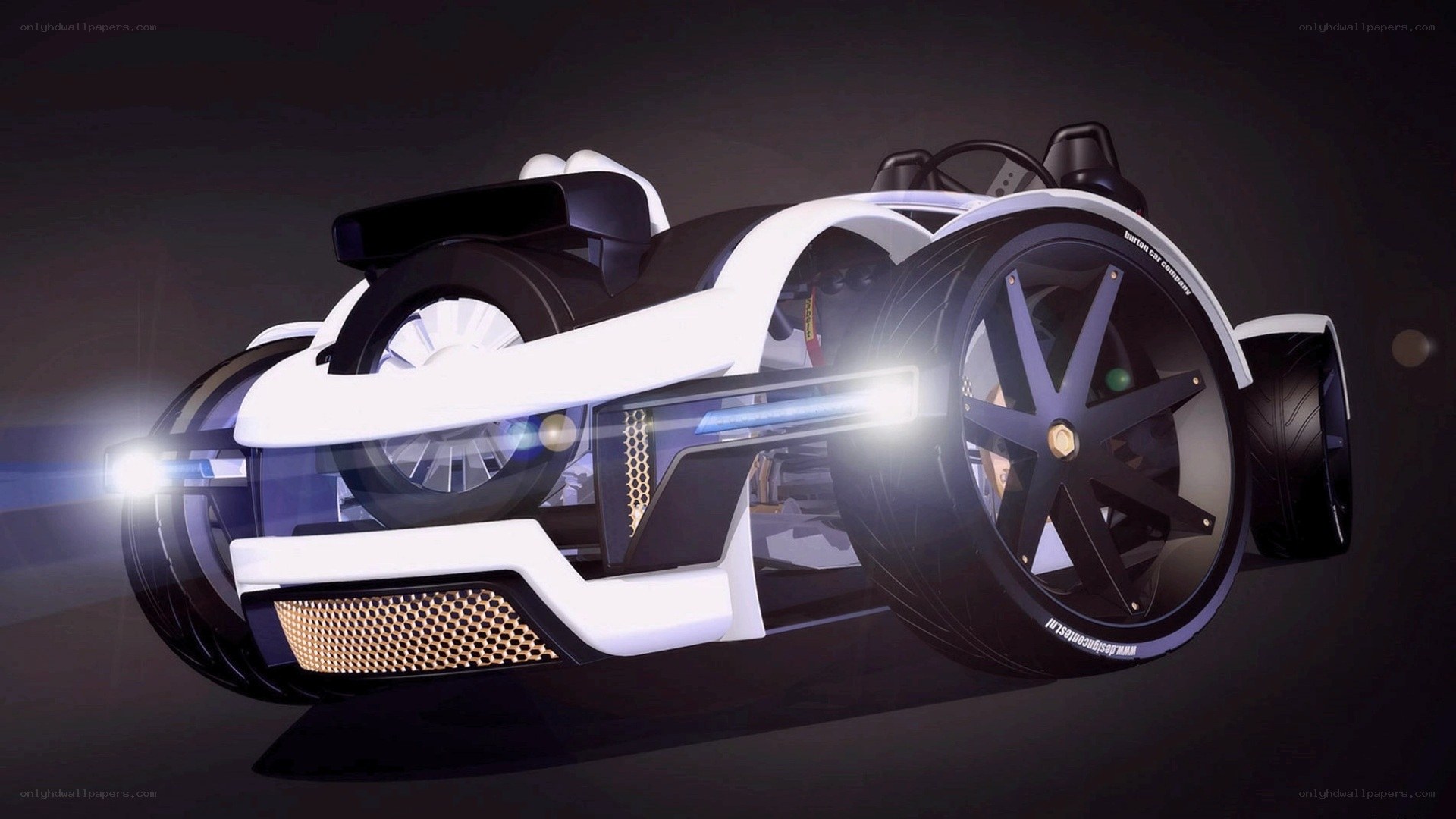 futuristic three-wheeled vehicle