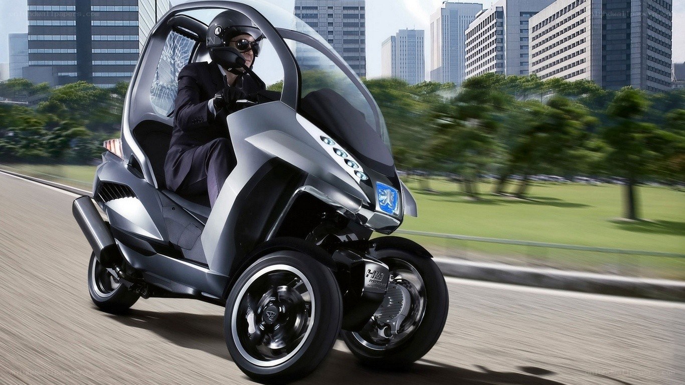 futuristic three-wheeled vehicle