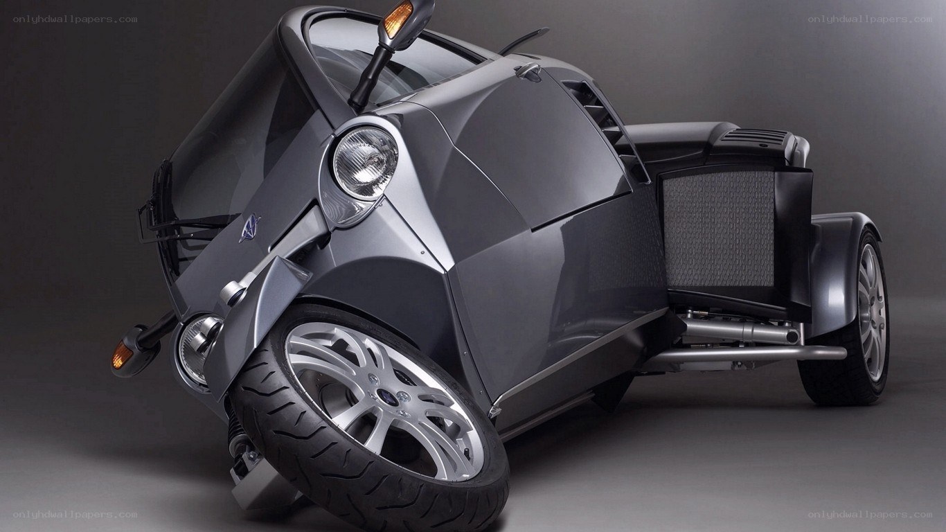 futuristic three-wheeled vehicle