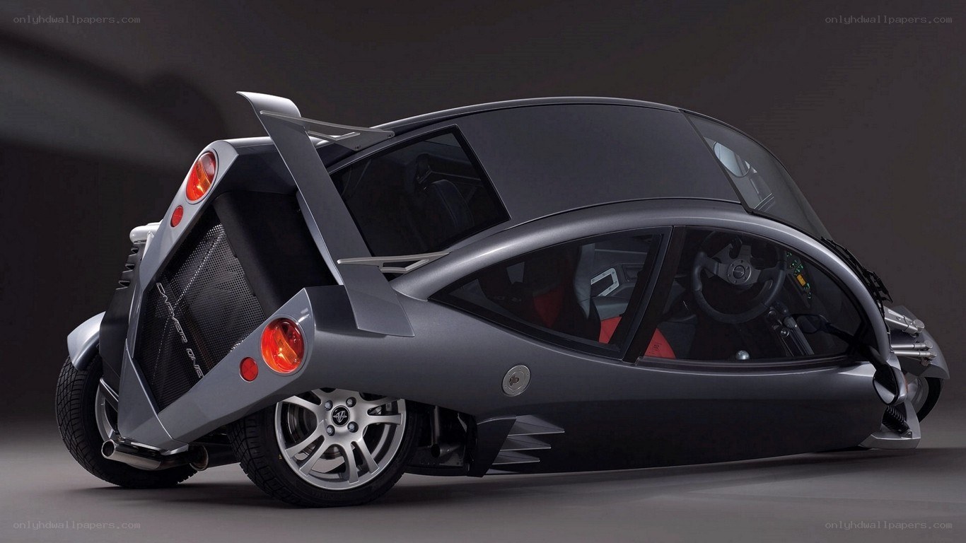 futuristic three-wheeled vehicle