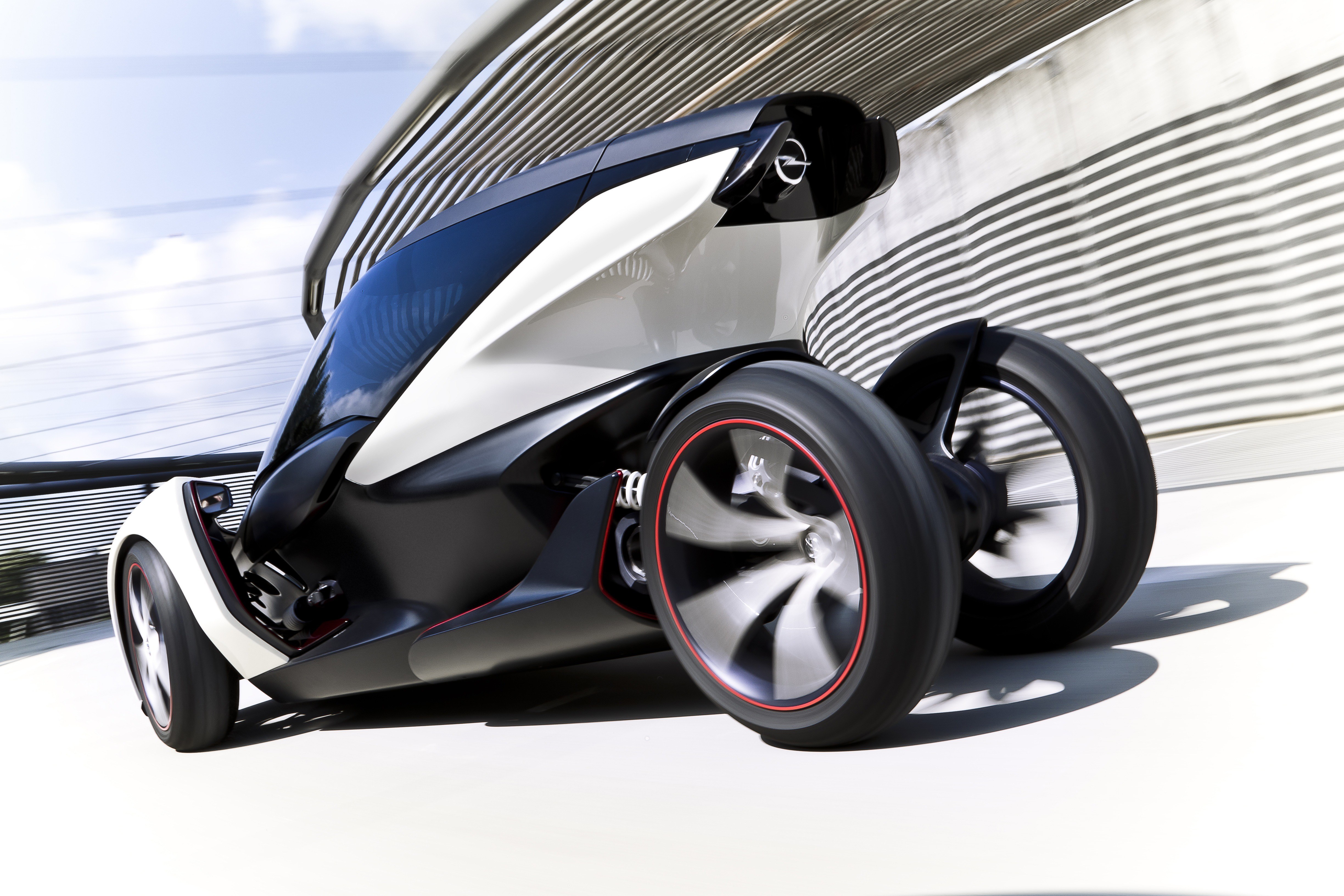 futuristic three-wheeled vehicle