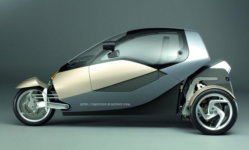 futuristic three-wheeled vehicle