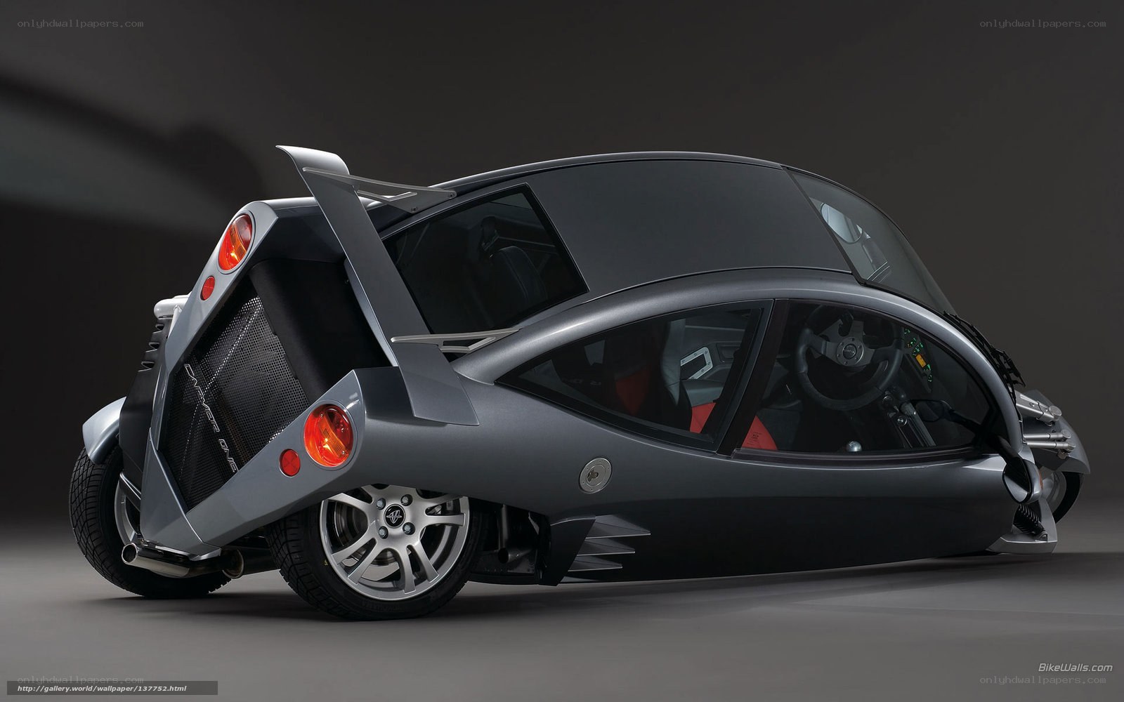 futuristic three-wheeled vehicle