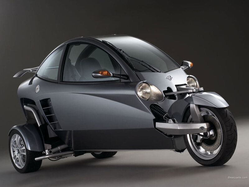 futuristic three-wheeled vehicle
