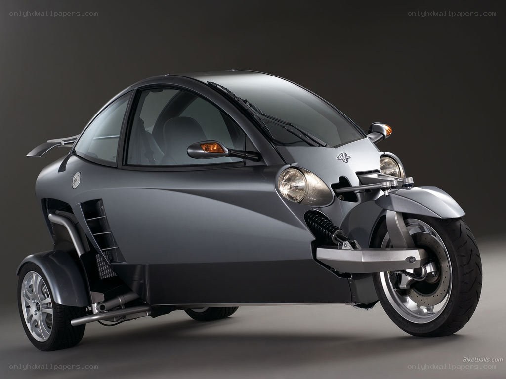 futuristic three-wheeled vehicle