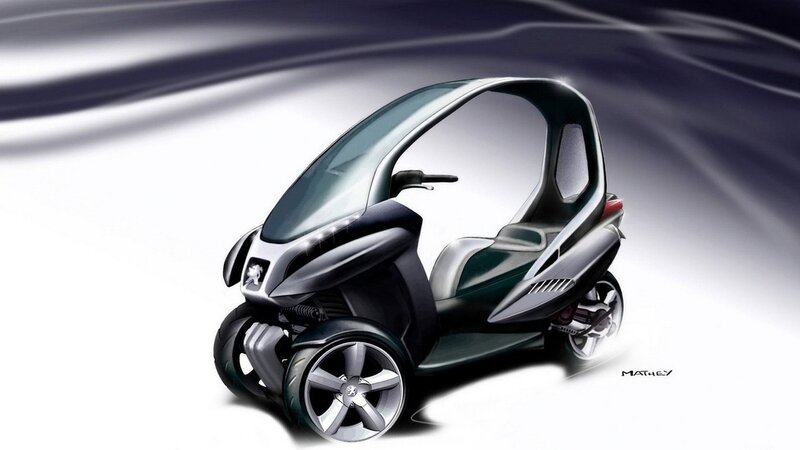 futuristic three-wheeled vehicle concept