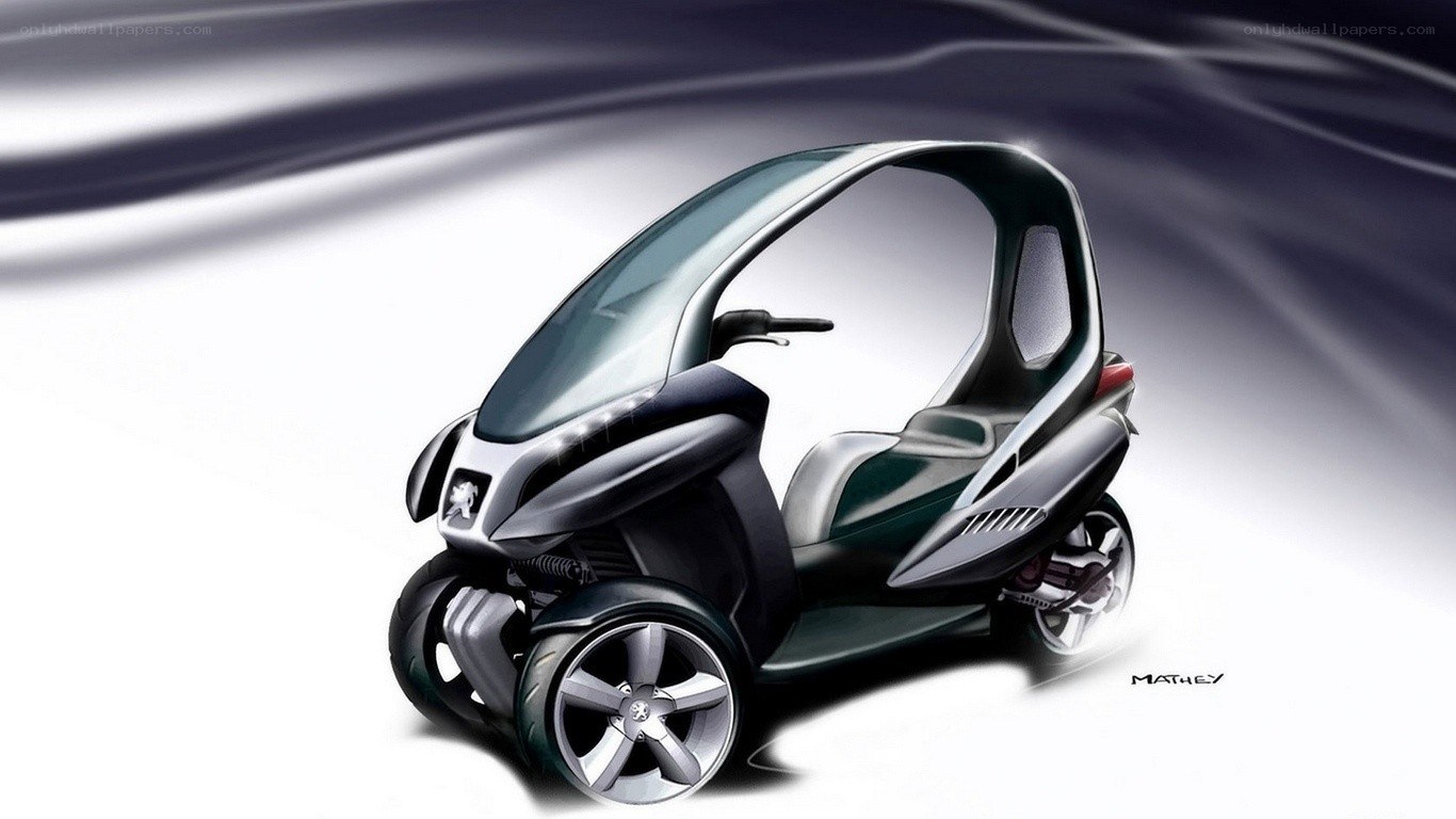futuristic three-wheeled vehicle concept