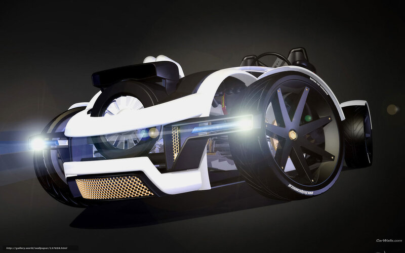 Futuristic Three-wheeled Vehicle — White, Dramatic