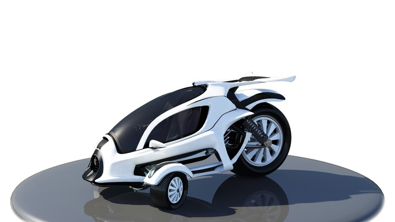 Futuristic Three-wheeled Vehicle — White, Neutral