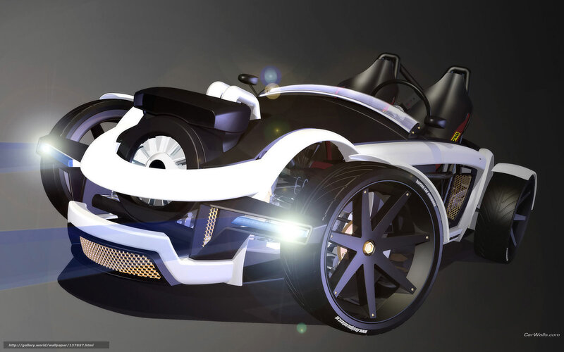 Futuristic Three-wheeled Vehicle — White