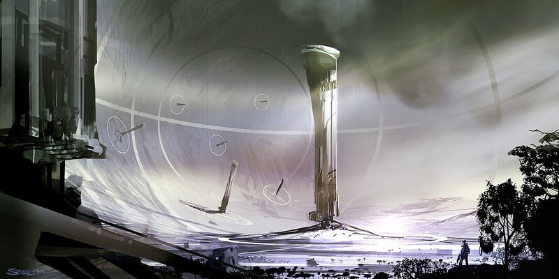 Futuristic Tower and Ships