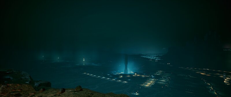 Futuristic Tower at Night — Blue