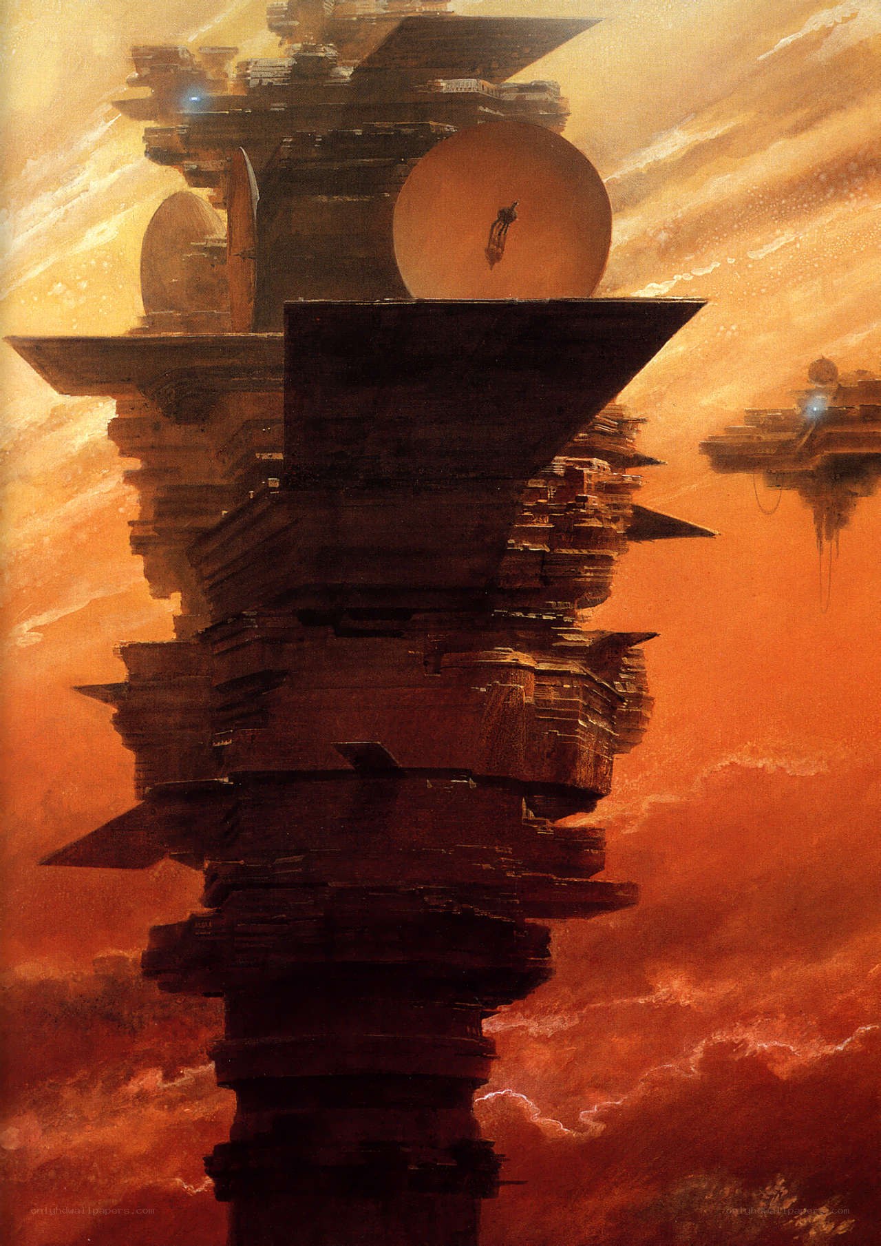 Futuristic tower in a storm