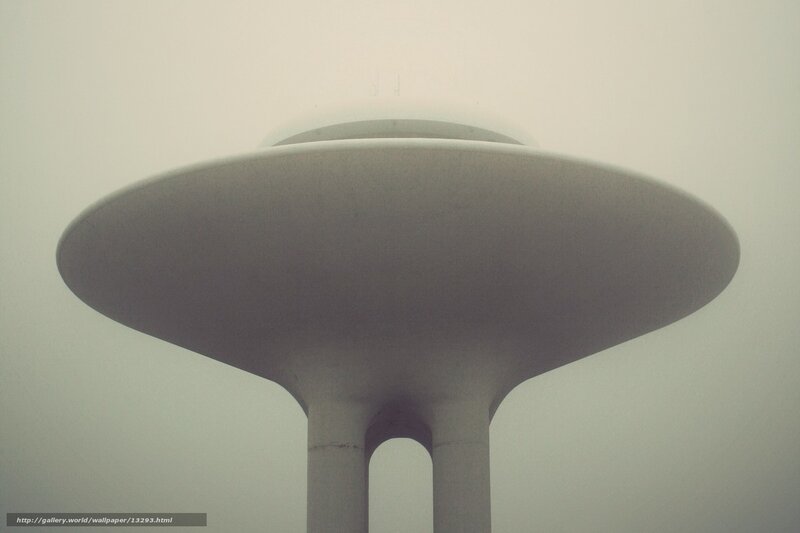 Futuristic tower in fog