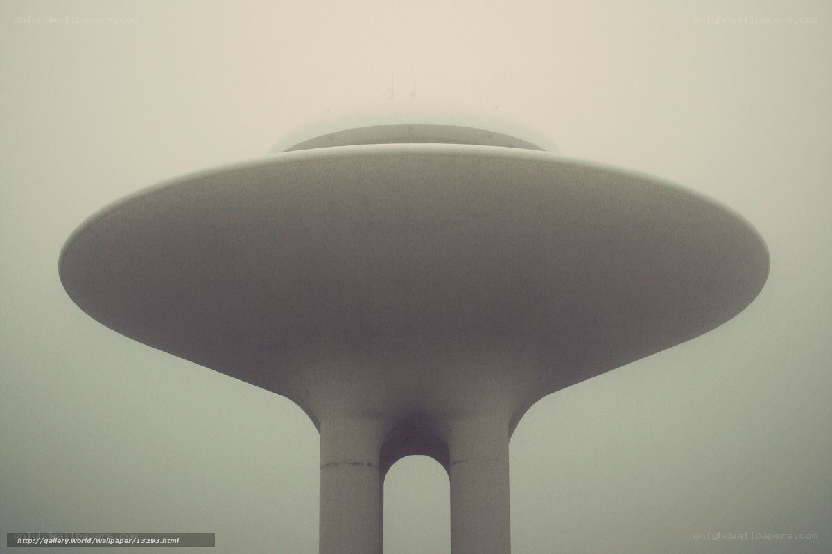 Futuristic tower in fog