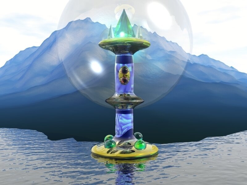 futuristic tower in water