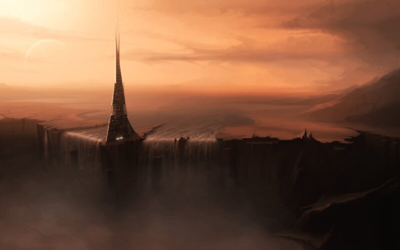 Futuristic tower on a cliff