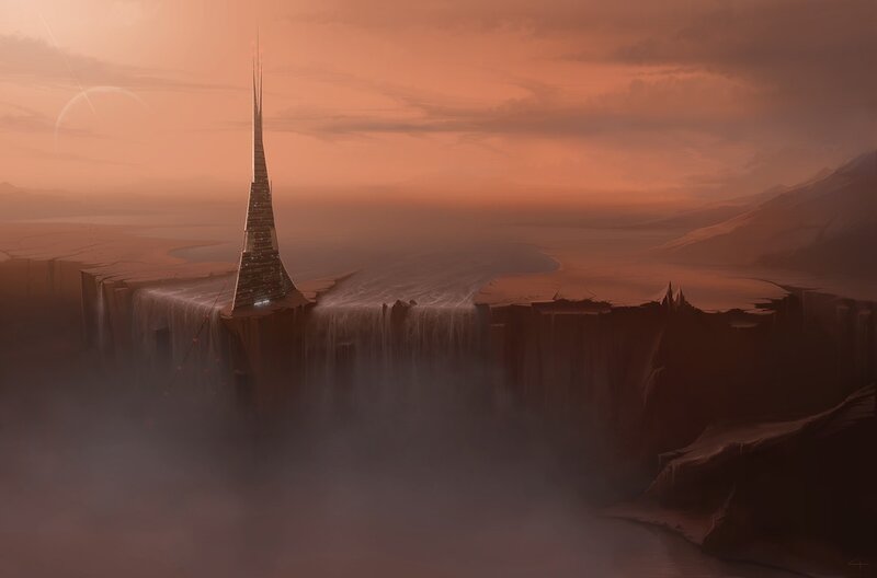 Futuristic Tower on Cliff
