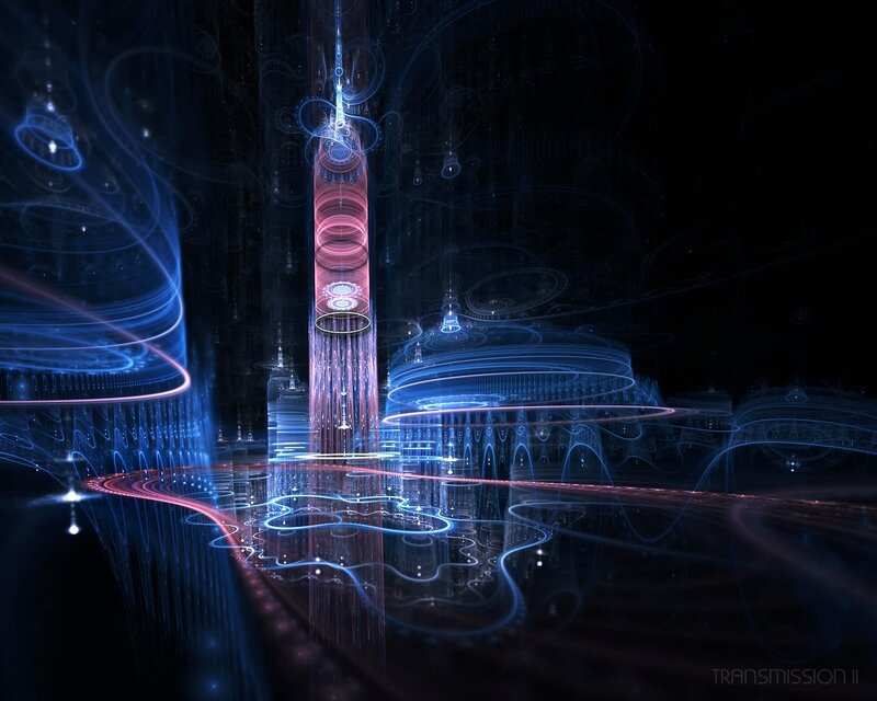 Futuristic Tower Structure — Blue, Dramatic, Night, Digital Art